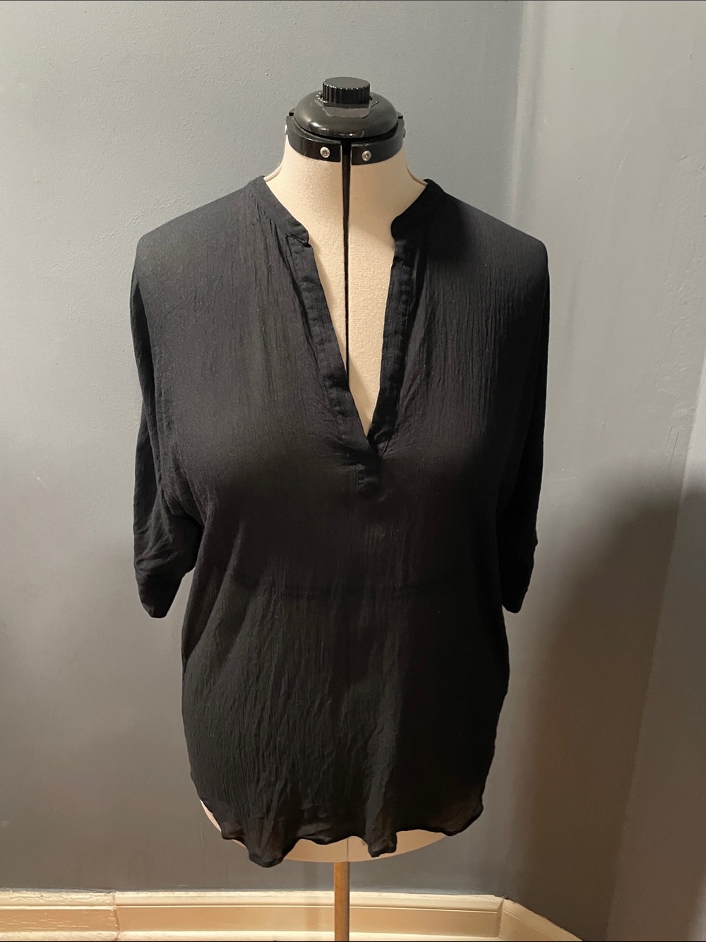 Filippa K Soft Sport Easy-Wear Black V-Neck Tunic Top Size-Small